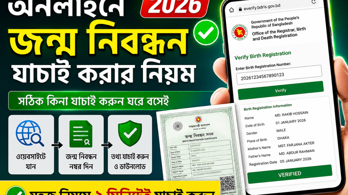 অনলাইনে জন্ম নিবন্ধন যাচাই করার নিয়ম ২০২৬