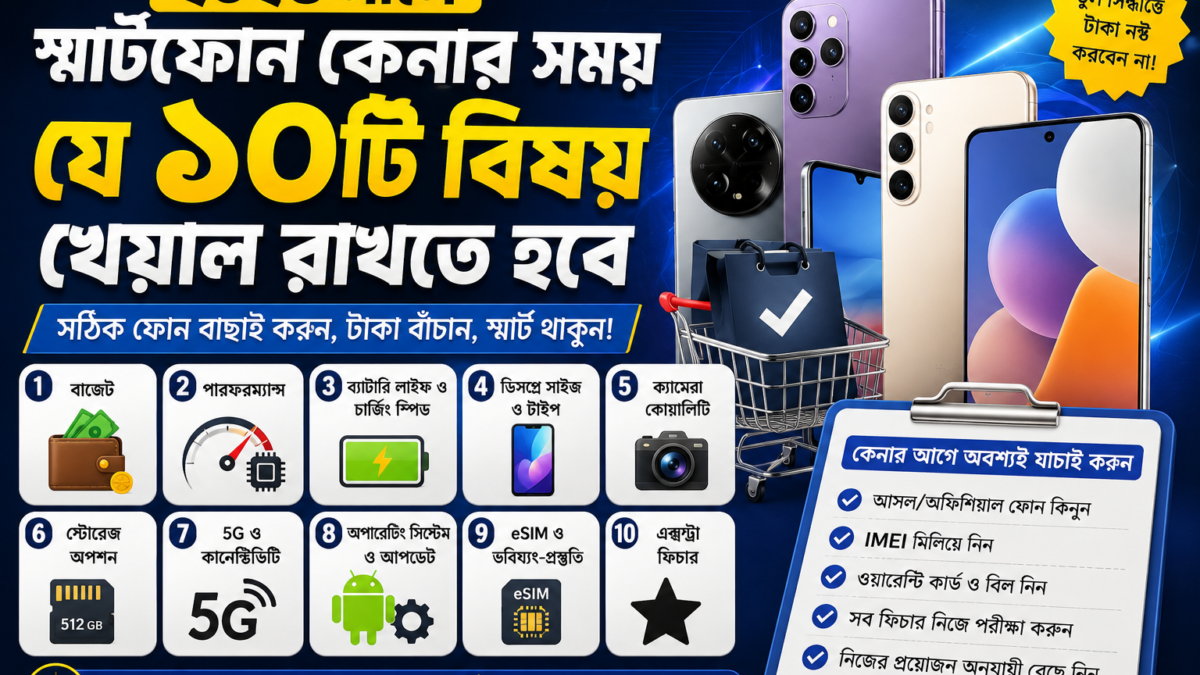 ২০২৬ সালে স্মার্টফোন কেনার সময় যে ১০টি বিষয় খেয়াল রাখতে হবে